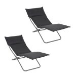 Lot de 2 bains de soleil en acier gris