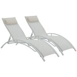 Lot de 2 bains de soleil aluminium ecru 181 x 58 x 93 cm