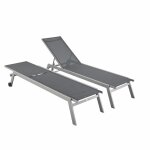 Lot de 2 bains de soleil en aluminium et textilne anthracite