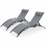 Lot de 2 bains de soleil en aluminium et textilne anthracite