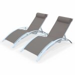 Lot de 2 bains de soleil en aluminium et textilne taupe