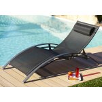 Lot de 2 bains de soleil en aluminium et toile plastifiee