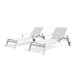 Lot de 2 bains de soleil en aluminium et toile plastifiehe