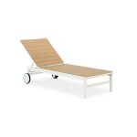 Lot de 2 bains de soleil blanches et polywood imitation bois