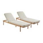 Lot de 2 bains de soleil en bois d'acacia beige
