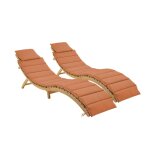 Lot de 2 bains de soleil en bois d'acacia coussin terracotta en