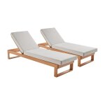 Lot de 2 bains de soleil bois d'eucalyptus beige