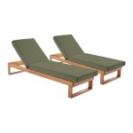 Lot de 2 bains de soleil bois d'eucalyptus kaki