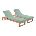 Lot de 2 bains de soleil bois d'eucalyptus vert de gris