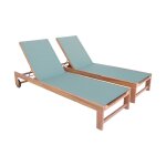 Lot de 2 bains de soleil en bois et textilne kaki
