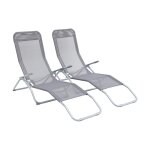 Lot de 2 bains de soleil pliants gris anthracite