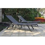 Lot de 2 bains de soleil et table basse polyester gris anthracite