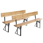 Lot de 2 bancs en bois pliants brasserie avec dossier