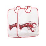 Lot de 2 bavoirs impriméable en coton rouge foncé Lot de 2 bavoirs impriméable en coton rouge foncé