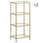 Lot de 2 bibliothques  4 niveaux en verre dor
