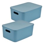 Lot de 2 boîtes avec couvercle emeraude 10, 5 l Lot de 2 boîtes avec couvercle emeraude 10, 5 l