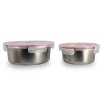 Lot de 2 botes hermtiques en acier inoxydable