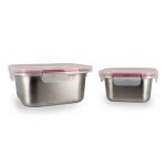 Lot de 2 botes hermtiques en acier inoxydable