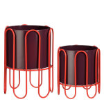 Lot de 2 cache - pots sur pied en métal rouge foncé et rouge clair h35 Lot de 2 cache - pots sur pied en métal rouge foncé et rouge clair h35