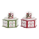 Lot de 2 calendriers de l'avent en bois rouge et vert