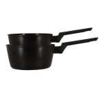 Lot de 2 casseroles en aluminium noir - tous feux
