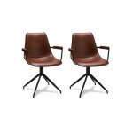 Lot de 2 chaises avec accoudoirs en simili cuir