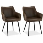 Lot de 2 chaises avec accoudoirs en simili marron fonc