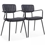 Lot de 2 chaises avec accoudoirs en textile enduit noir Lot de 2 chaises avec accoudoirs en textile enduit noir