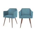 Lot de 2 chaises avec accoudoirs en velours bleu Lot de 2 chaises avec accoudoirs en velours bleu