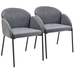 Lot de 2 chaises en acier et tissu gris anthracite