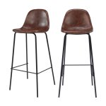 Lot de 2 chaises de bar 75 cm en cuir synthétique marron Lot de 2 chaises de bar 75 cm en cuir synthétique marron