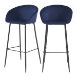Lot de 2 chaises de bar 75 cm en velours bleu