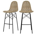 Lot de 2 chaises de bar 76 cm en rsine tresse beige