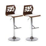 Lot de 2 chaises de bar cuir pu marron blanc