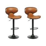 Lot de 2 chaises de bar cuir pu marron dor