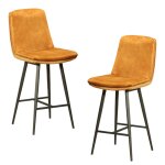 Lot de 2 chaises de bar double coussinage jaune moutarde