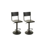 Lot de 2 chaises de bar colier en bois et en mtal noir
