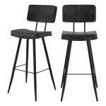 Lot de 2 chaises de bar grises / noires en cuir synthtique 75. 5 cm