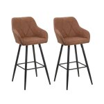 Lot de 2 chaises de bar marron dor