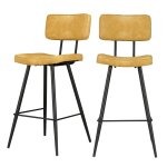 Lot de 2 chaises de bar mi - hauteur 66 cm cuir synthétique jaune Lot de 2 chaises de bar mi - hauteur 66 cm cuir synthétique jaune
