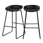 Lot de 2 chaises de bar noire h76cm