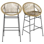 Lot de 2 chaises de bar professionnelles en rsine beige et mtal noir