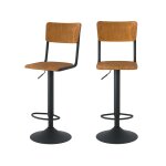 Lot de 2 chaises de bar rglables 60 / 80 cm en bois fonc