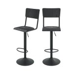 Lot de 2 chaises de bar rglables 60 / 80 cm en bois noir