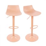 Lot de 2 chaises de bar r�glables en plastique et m�tal h58 - 79cm p�che