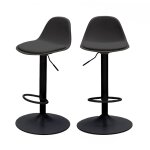 Lot de 2 chaises de bar r�glables en simili et m�tal h61 - 83cm - noir