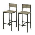 Lot de 2 chaises de bar avec repose - pieds effet bois