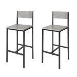 Lot de 2 chaises de bar avec repose - pieds effet bois gris