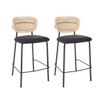 Lot de 2 chaises de bar rotin noir