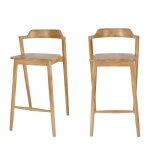 Lot de 2 chaises de bar en teck h75cm - bois Lot de 2 chaises de bar en teck h75cm - bois